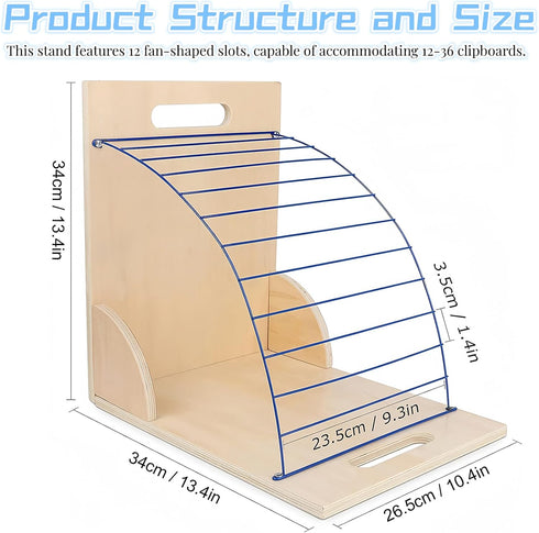 Clipboard Holder, Wooden Clipboard Storage Rack with Sturdy Metal Shelf, Organizer for Classroom, Office, Home (2 PCS)