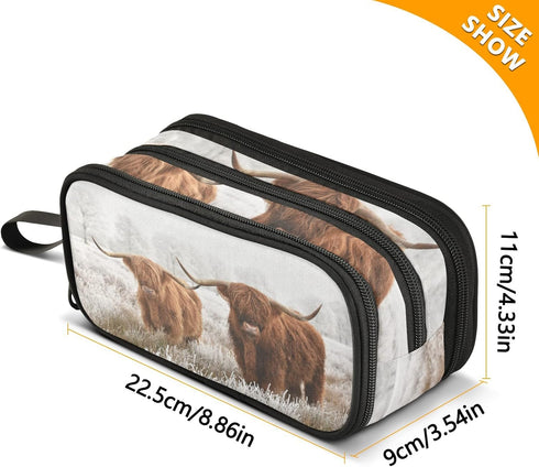 Pencil Case Scottish Highland Cow Large Capacity Pencil Pouch Pen Bag Student Stationery Office Supplies Gift for Teen Girls Boys