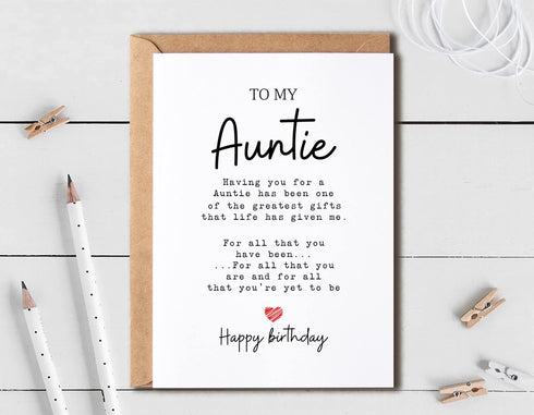 EruditeGifts To My Auntie - Auntie Birthday Card - Auntie Is The Greatest Gifts In My Life - Birthday Card For Auntie