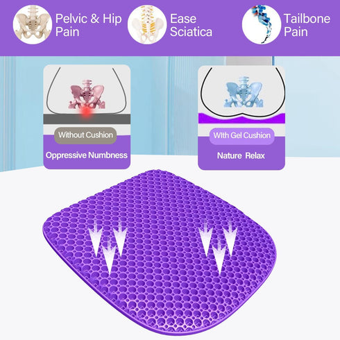 TONINT (17" 15") Large Gel Seat Cushion for Long Sitting with Non-Slip Cover, Soft & Breathable, Seat Cushion