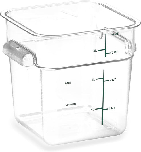Carlisle FoodService Products Squares, Square Food Storage Container, Stackable Design for Catering, 4 Quarts, Clear