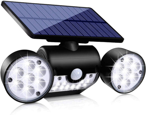 Solar Lights Outdoor - Motion Sensor Security Lights with Dual Head Spotlights for Garden Garage Patio