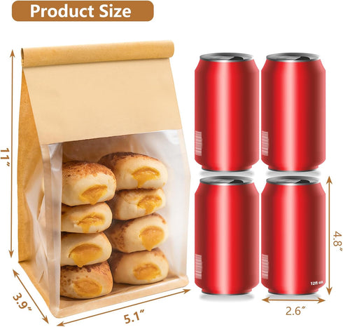 GOULIKFUL 50 11x5.1x3.9 Inch Packaging PCS Bread Bags for Homemade Breads, Resealable Cookie Bags with Tin Tie Tab