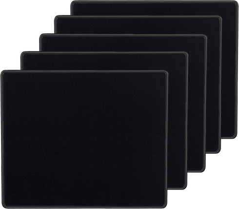 SaiTech IT 5 Pk Mouse Pad, Non-Slip Rubber Base, Waterproof Coating, Mousepads Bulk for Computers, Black