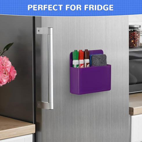 Magnetic Dry Erase Marker Holder, Magnetic Pen Holder for Fridge, School, Office, Home, 1 Pack, Purple