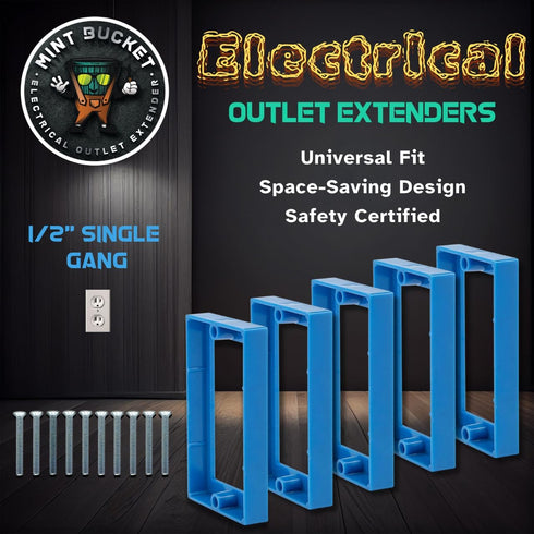 5-Pack 1/2" Single Gang Receptacle Outlet Box Extenders, UL Listed, Electrical Outlet Extender with Screws, Made in