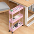 SPACELEAD Slim Storage Cart, 3 Tier Bathroom Rolling Utility Organizer, Mobile Shelving Unit, Pink