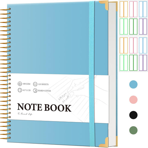 FLYING EAGLE Spiral Notebook, College Ruled, 8.5 X 11, 200 Pages, Large Hardcover Notebooks for School, Blue