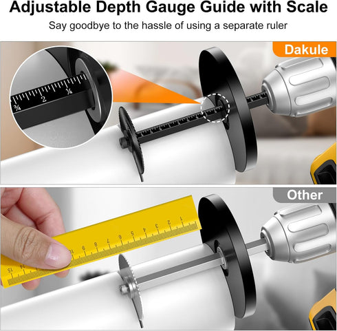 Inside Pipe Cutter for PVC Pipe, Cutter Tool Set with scale - Adjustable Depth Gauge, 6 Black Blades, 4" Black Hex Shank