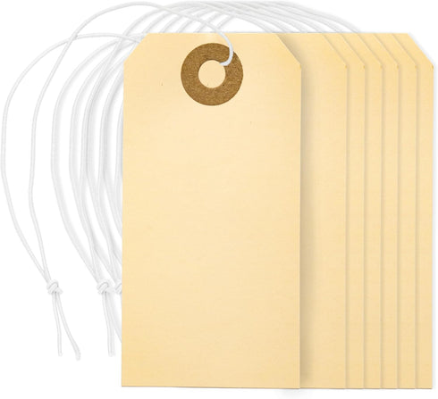 Perco Manila Shipping Tags #1 - 2 3/4” x 1 3/8” (Box of 100) with Elastic
