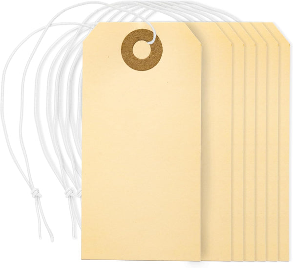 Perco Manila Shipping Tags #1 - 2 3/4” x 1 3/8” (Box of 100) with Elastic