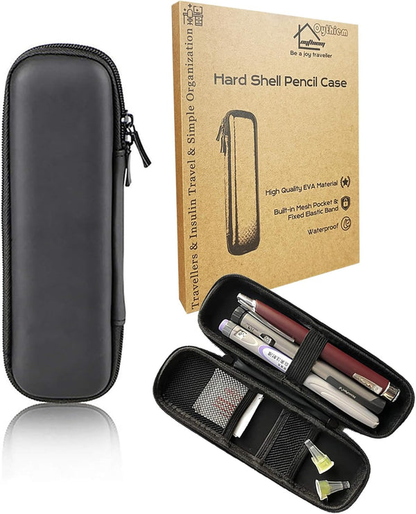 Slim Pencil Case Hard Shell for Adults, Travellers, Insulin Travel - Simple Thin Waterproof Organizer Box for Stylus,