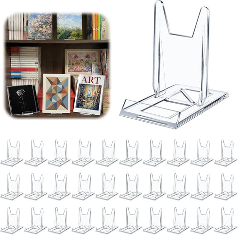 Hushee 30 Pack Acrylic Book Stand for Display Adjustable Clear Book Display Holder