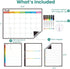 CLEVER CLEAN Magnetic Dry Erase Monthly Calendar Set - 14.5"x11" Monthly Calendar, 6.5"x8.5" Weekly, Daily, List Boards for Fridge - 6 Extra Fine Point Markers Included - Shipped Flat by Clever Clean
