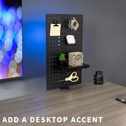 VIVO Steel Clamp-on Desk Pegboard, 12 x 20 inch Privacy Panel, Magnetic Organizer for Above or Under Desk, Black