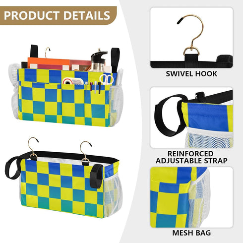 SyXIOP Buffalo Plaid Check Yellow Blue Green Gradient Bedside Storage Organizer Table Cabinet Storage Organizer