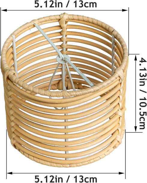 Eusamxon shade,Set 2 mini lamp shade Unique bell boho wicker lamp of rattan clip-on lamp shades for Wall sconce