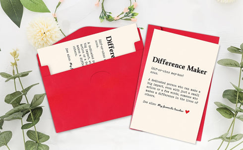 Difference Maker Teacher Appreciation Card, Thank You Card for Teacher Mentor Coach, Definition Greeting Card