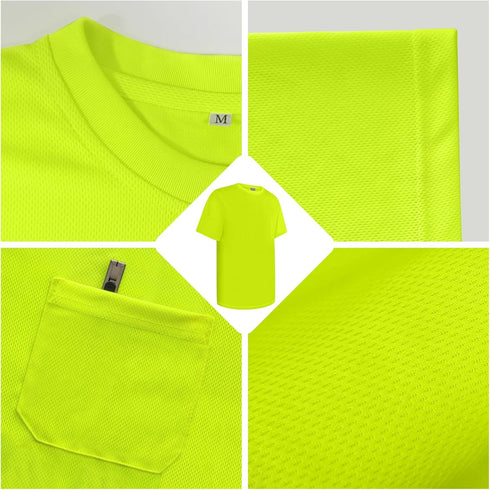 High Visibility Shirts for Men Hi Vis Safety Construction Shirts for Men Women, Short Sleeve Work Shirts, Meet ANSI, Durable & Breathable, UC-Yellow L