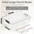 6 Pack Sooez Pencil Boxes, New Extra Large Pencil Case, Plastic Crayon Pen Box, Clear Marker Organizer Craft Storage
