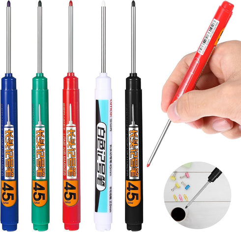 Hpmjz 5Pcs 45mm Deep Reach Markers Multi-Purpose Deep Hole Marker Pens Long Nib Nose Waterproof Marker Reach Permanent