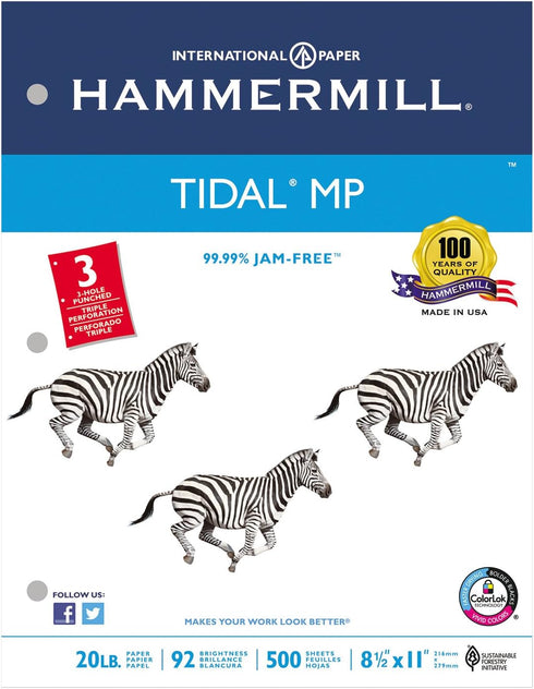 Hammermill Printer Paper, 20 lb Tidal Copy Paper, 3 Hole - 92