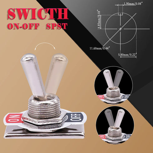 Twidec 3Pcs Heavy Duty Rocker Toggle Switch ON Off 2 Pin 16A 250V AC SPST with Waterproof Boot Cap Cover Ten-1021-B101