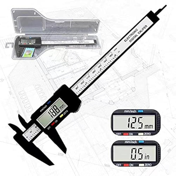 Digital Calipers, Electronic Measuring Tool with LCD Screen, 0-6" Caliper for Jewelry Measurement and 3D Printing