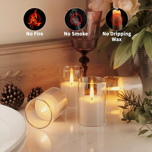 6Pack (2"X3") VIODAIM Flickering Flameless LED Candles with Remote & Timer, Battery Powered - Small Pillar & Votive