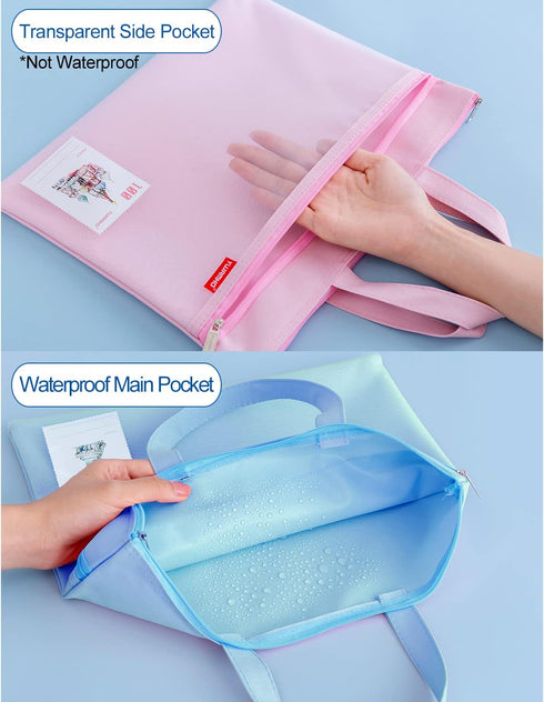 Pendancy Mesh Zipper Pouch 11x13.7 in, Large Waterproof File Bag with Handle, A4 Size Document Storage for Travel