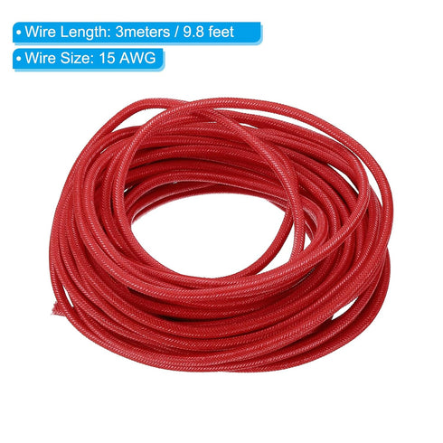 PATIKIL 9.8Ft 15AWG Electronic Wire, -30 to 200 Degrees Celsius Insulated High Temperature Resistant Cable, Red