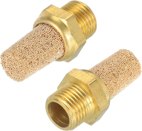 MECCANIXITY Pneumatic Muffle, 1/8" NPT Male Long Exhaust Muffler for Solenoid Valve, 2 Set