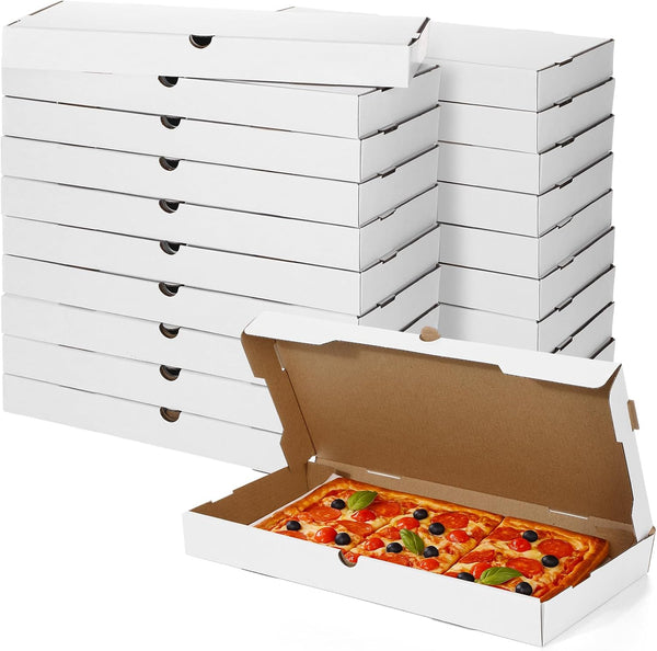 AmazingSpark 50 Pcs Pizza Boxes 14 x 7 x 1.5 Inch White Flatbread