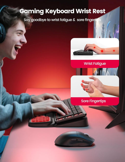 Vaydeer Keyboard Stand with Wrist Rest, Gaming Wrist Support Pad, Ergonomic Hand Rest Arm Memory Foam for Palm Typing