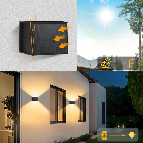 IP65 3000K CORESLUX Solar Outdoor Wall Lights, Up and Down Waterproof Wall Lighting, Outdoor Solar Lights