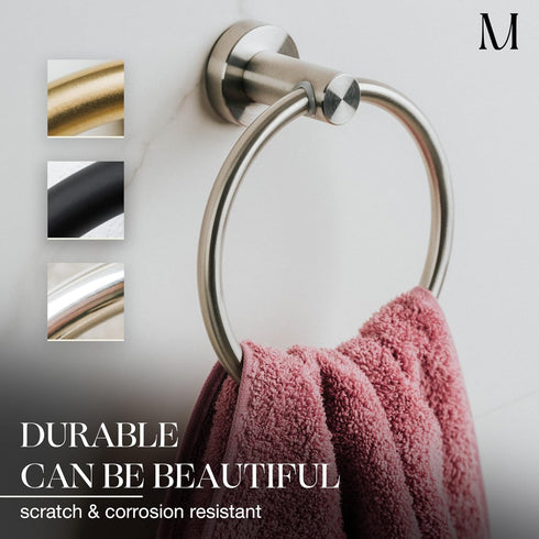 Marmolux Acc Brushed Towel Ring for Bathroom - Hand Towel Holder for Bathroom Wall - SUS304 Stainless Steel Bathroom Towel Rack Hardware Set. by MARMOLUX ACC