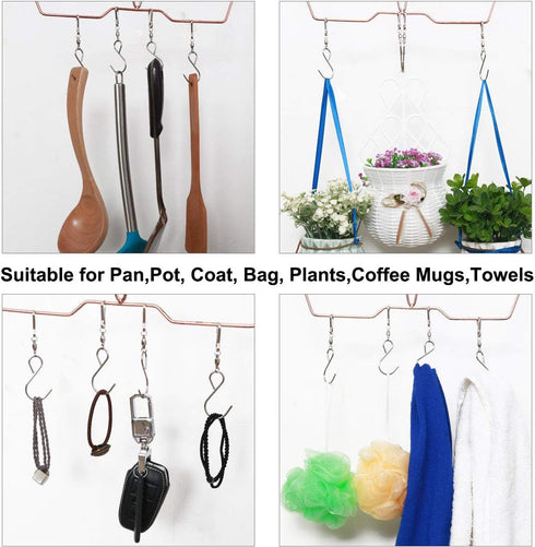 uxcell 6 Pack S Shaped Hooks Clips, Stainless Steel Plating Finish Hangers for Hanging Plants, Pots, Pans, Mugs