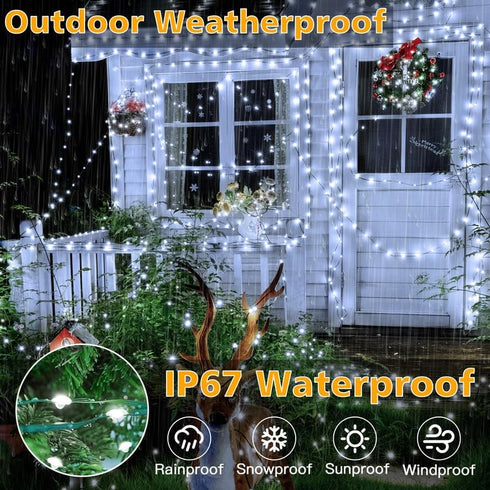 198 600 8 Ollny Christmas Lights, FT LED Outdoor Waterproof Plug in Christmas Tree Lights with Modes Remote Timer