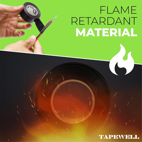 Black Electric Tape 10 Pack - 3/4 inch x 66ft PVC Electrical Insulating Tape, Waterproof, U/L Approved