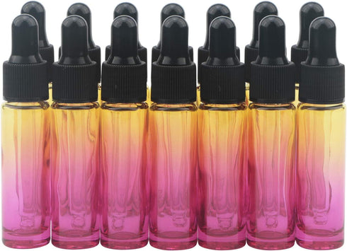 Ellbest 14pcs 10ml Essential Oil Dropper Glass Bottle, Colorful Reusable Bottles for Travel (Yellow Gradient)