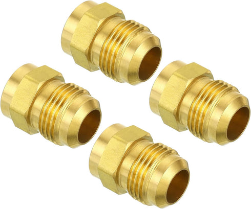 PATIKIL 1/2 SAE Male Thread Brass Flare Tube Fitting - 2 Pack Pipe Adapter Connector for Plumbing HVAC