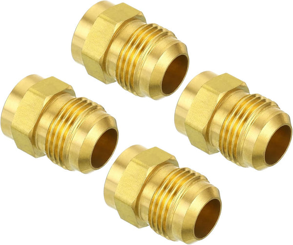 PATIKIL 1/2 SAE Male Thread Brass Flare Tube Fitting - 2 Pack Pipe Adapter Connector for Plumbing HVAC