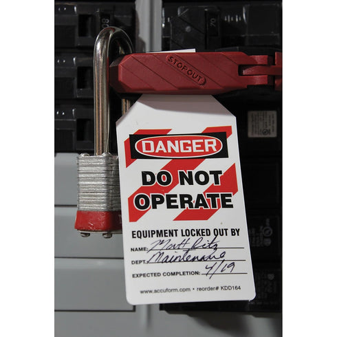 Accuform STOPOUT Circuit Breaker Lockout (Triple Pole) with Bar Clamp and Changeable Tag, 1.5"H x 3.33"L, KDD162