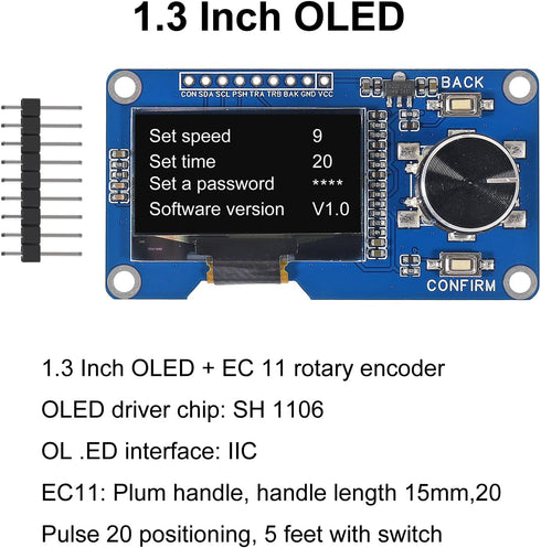 AITRIP 1PCS 1.3-inch EC11 (1.3 inch OLED Display Module with Button Rotary Encoder Interface LCD Screen for Arduino