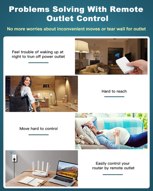 ELECTOP Remote Control Outlet, 15A/1500W Wireless Power Switch, Long Range Electrical Switch for Lights and Appliances