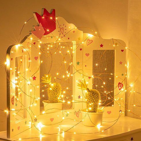 AWQ 200 LED 66 FT Copper Wire String Lights 8 Modes USB Powered with Remote Control for Decoration
