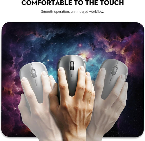 Galactic Nebula Starscape Mouse Pad, Stitched Edges Non-Slip Rubber Base, Explore The Universe from Your Desk