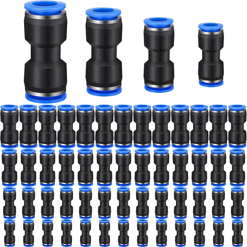 120 Pcs Straight Push Connectors, Quick Connect Air Hose Fittings for 6/8/10/12 mm Pneumatic Tubes