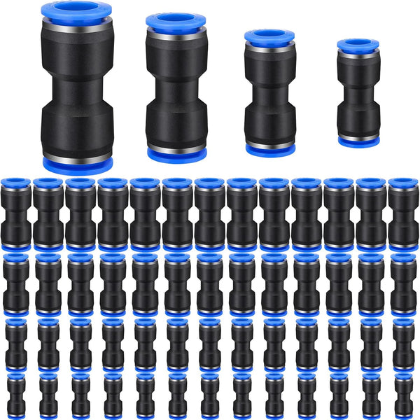120 Pcs Straight Push Connectors, Quick Connect Air Hose Fittings for 6/8/10/12 mm Pneumatic Tubes