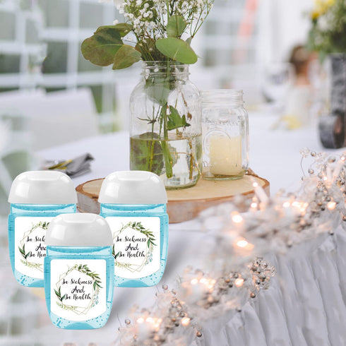 EKSPLODI Set 36. Wedding Favor Labels, In Sickness and In Health Mini Hand Sanitizer Labels, Wedding Favors for Guests